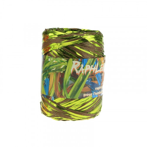 Ráfia sintética verde / castanha - 200 m