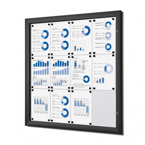 Vitrine mural 12xA4 para exterior coberto - preta