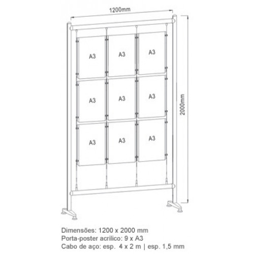 Bastidor - 9 Acrílicos - A3